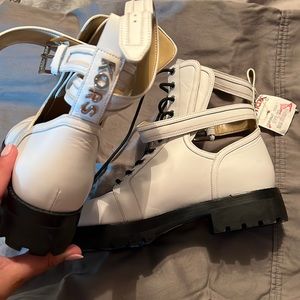 NWT white combat boots